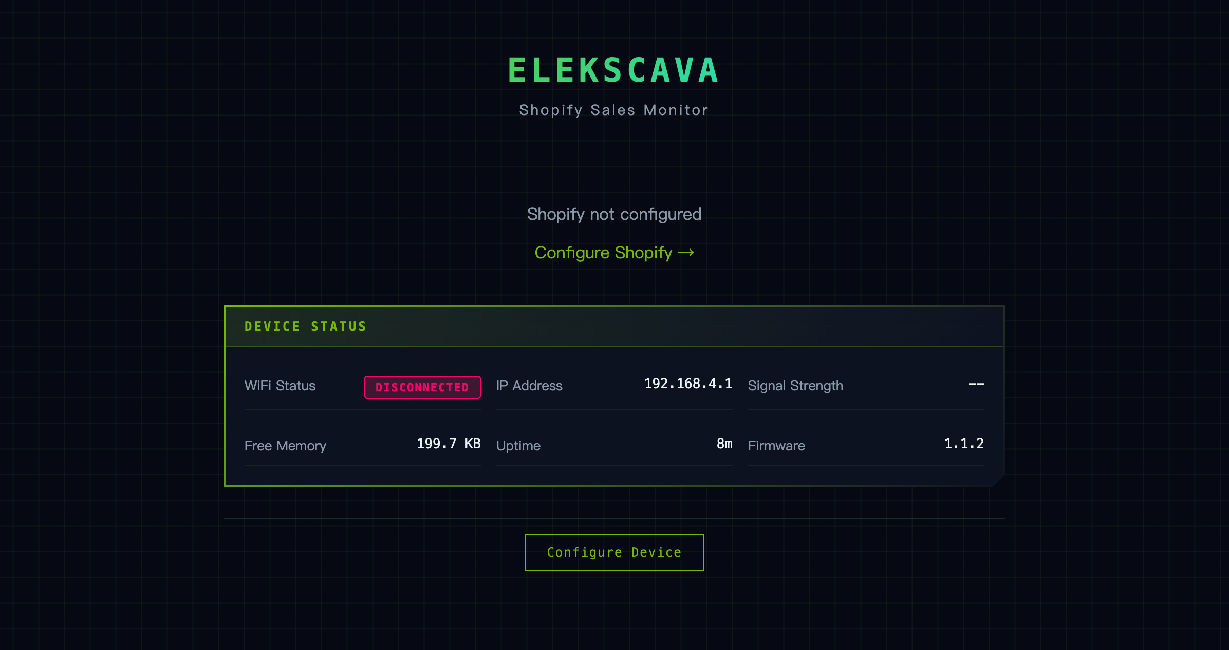 EleksCava Web Configuration Interface